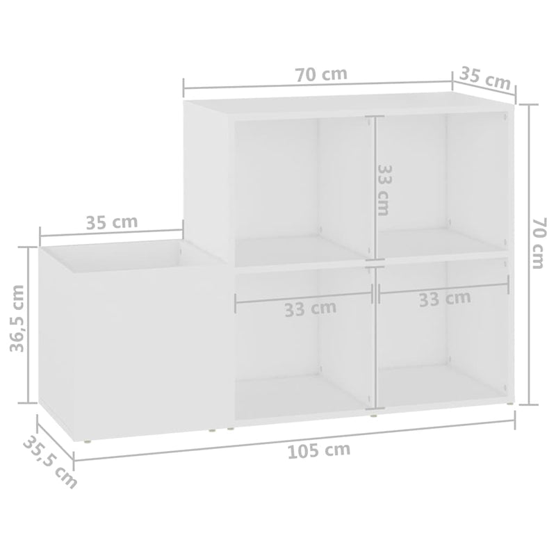 Pantofar de hol, alb, 105 x 35,5 x 70 cm, PAL