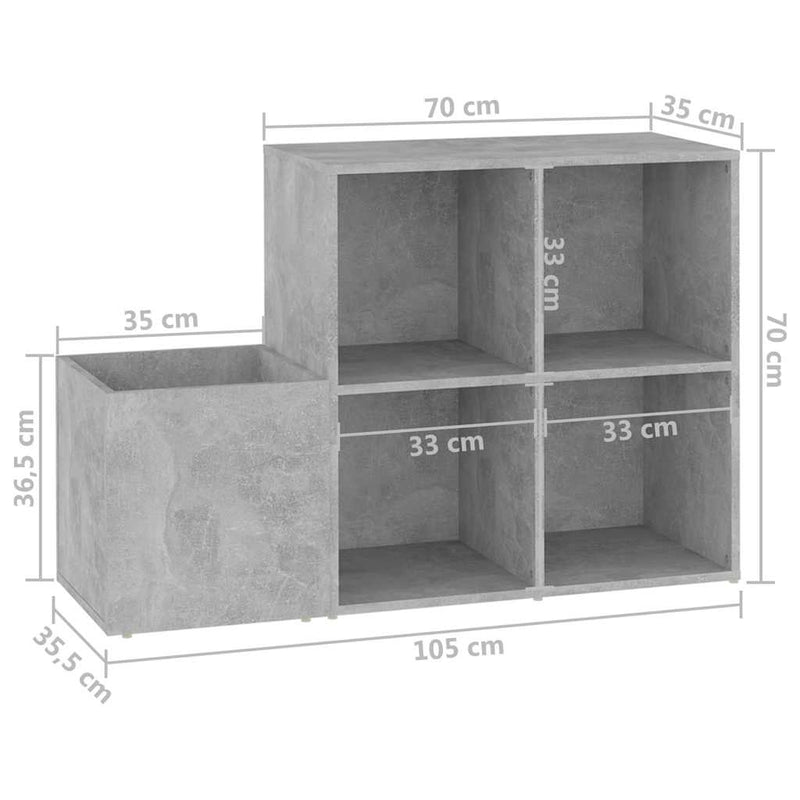 Pantofar de hol, gri beton, 105x35,5x70 cm, PAL