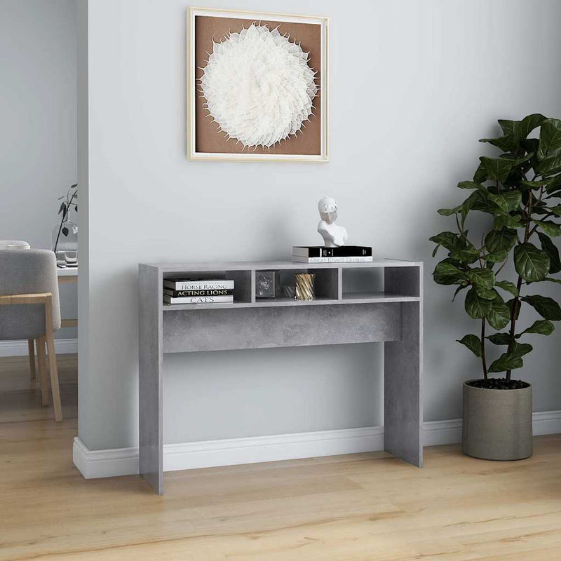 Masă consolă, gri beton, 105x30x80 cm, PAL