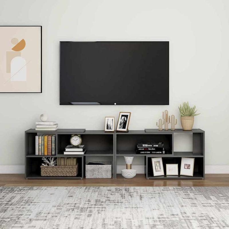 Comodă TV, gri extralucios, 149x30x52 cm, PAL
