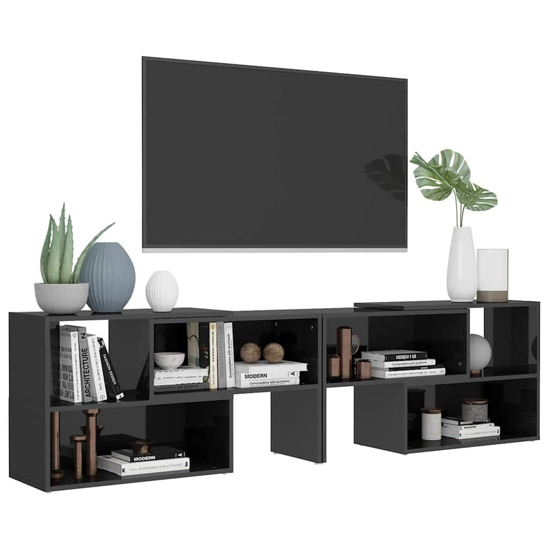 Comodă TV, gri extralucios, 149x30x52 cm, PAL