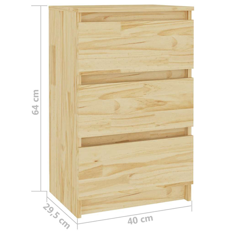 Noptiere, 2 buc., 40x29,5x64 cm, lemn masiv de pin