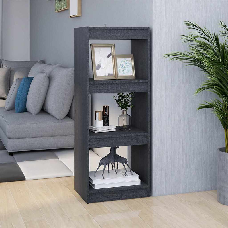 Bibliotecă/Separator cameră gri 40x30x103,5 cm lemn masiv pin