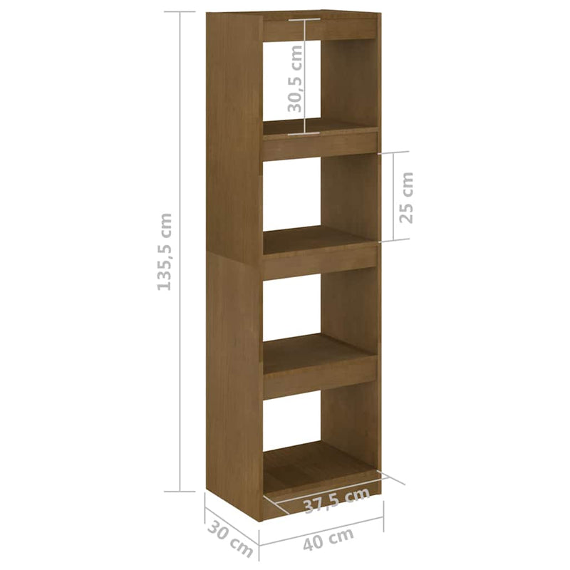 Bibliotecă/Separator cameră, maro miere 40x30x135,5 cm lemn pin