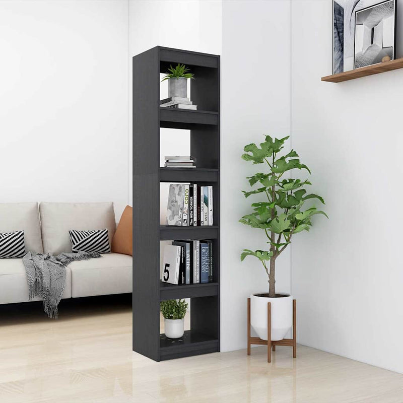 Bibliotecă/Separator cameră, gri, 40x30x167,5 cm lemn masiv pin