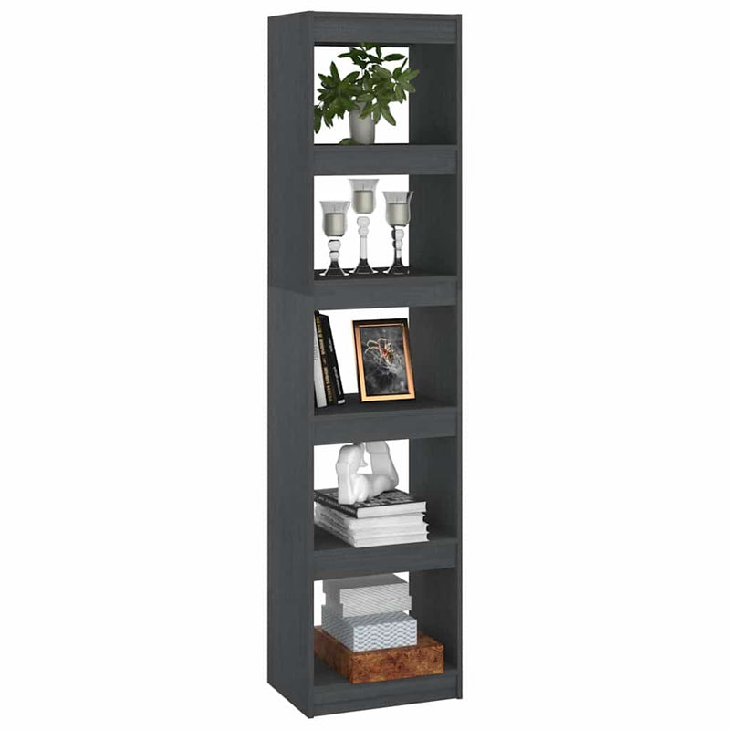 Bibliotecă/Separator cameră, gri, 40x30x167,5 cm lemn masiv pin