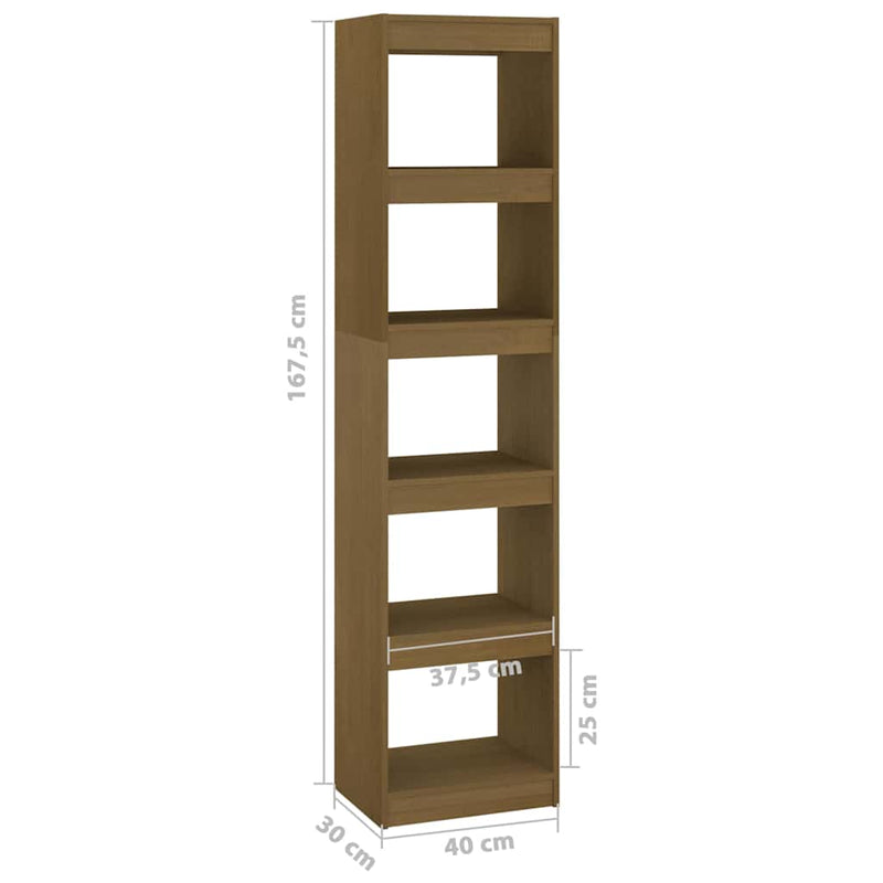 Bibliotecă/Separator cameră maro miere 40x30x167,5 cm lemn pin