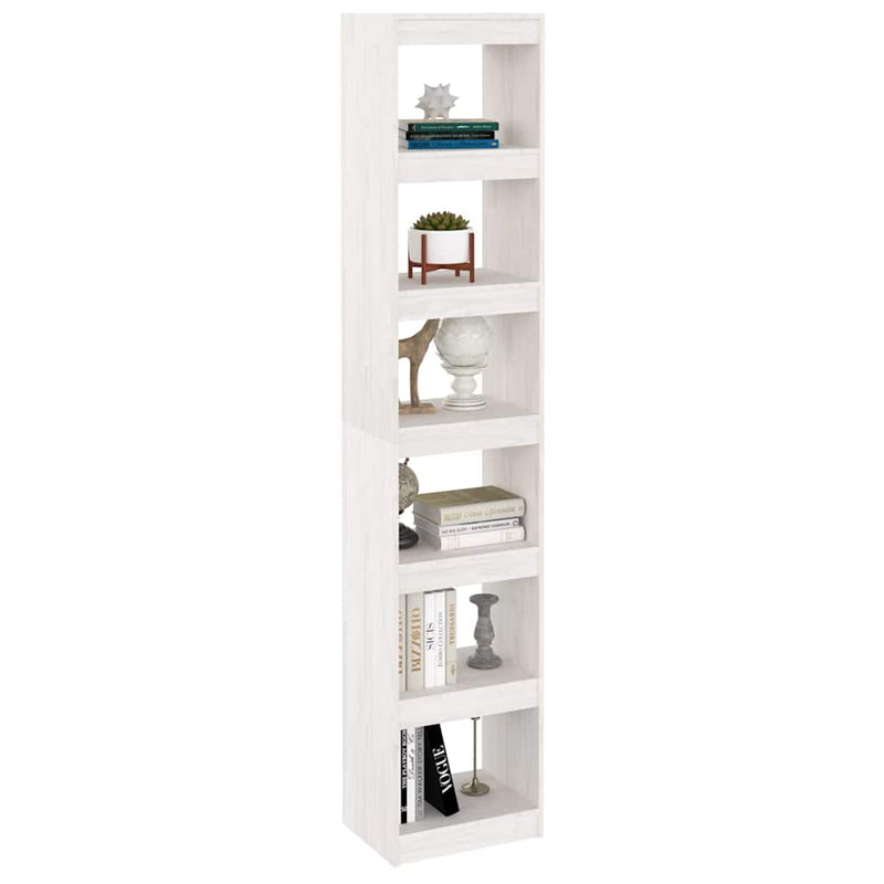 Bibliotecă/Separator cameră, alb, 40x30x199 cm, lemn masiv pin
