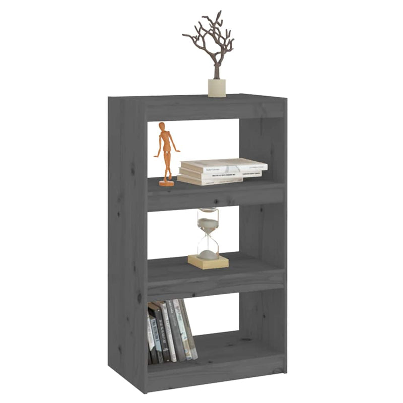 Bibliotecă/Separator cameră gri 60x30x103,5 cm, lemn masiv pin
