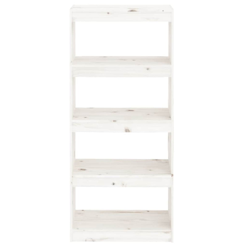 Bibliotecă/Separator cameră alb 60x30x135,5 cm lemn masiv pin