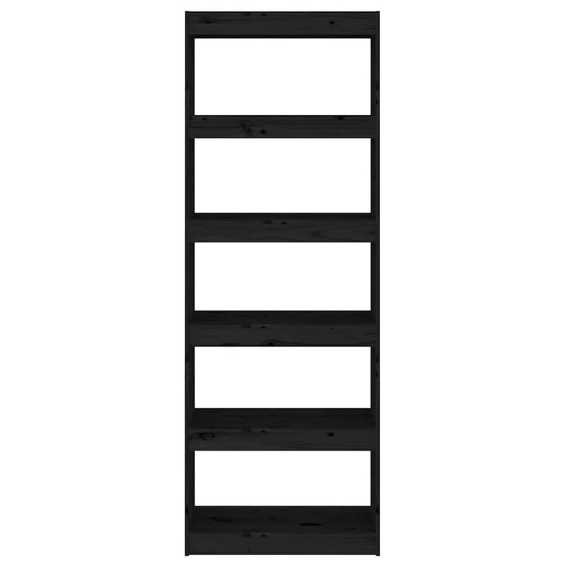 Bibliotecă/Separator cameră negru 60x30x167,5 cm lemn masiv pin
