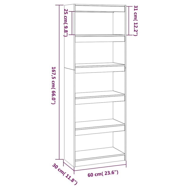 Bibliotecă/Separator cameră negru 60x30x167,5 cm lemn masiv pin