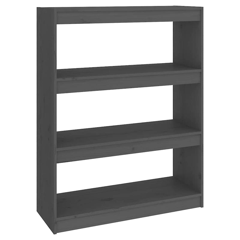 Bibliotecă/Separator cameră gri, 80x30x103,5 cm lemn masiv pin