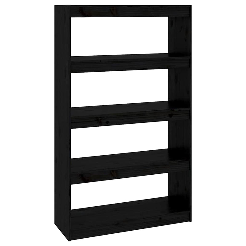 Bibliotecă/Separator cameră negru 80x30x135,5 cm lemn masiv pin