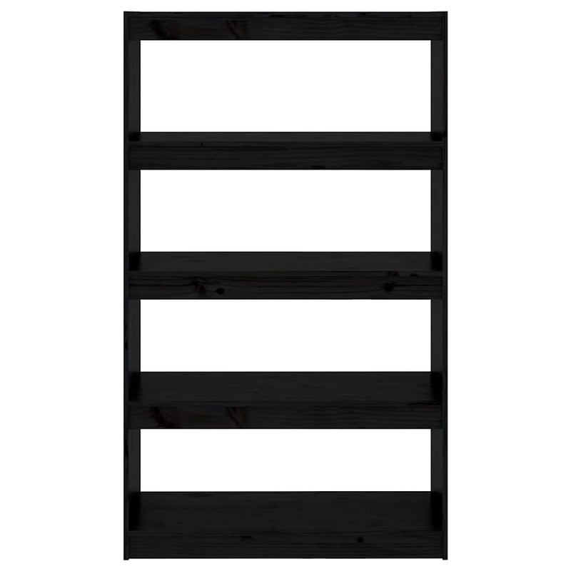 Bibliotecă/Separator cameră negru 80x30x135,5 cm lemn masiv pin