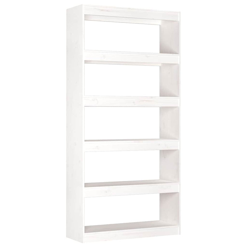 Bibliotecă/Separator cameră, alb, 80x30x167,4 cm lemn masiv pin