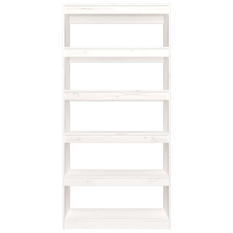 Bibliotecă/Separator cameră, alb, 80x30x167,4 cm lemn masiv pin