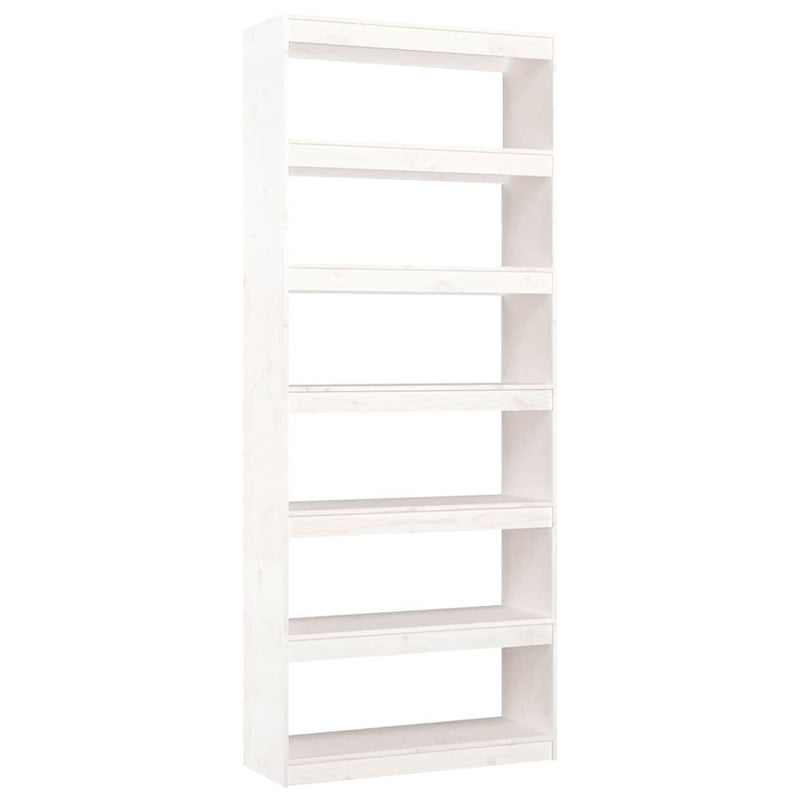 Bibliotecă/Separator cameră, alb, 80x30x199,5 cm lemn masiv pin