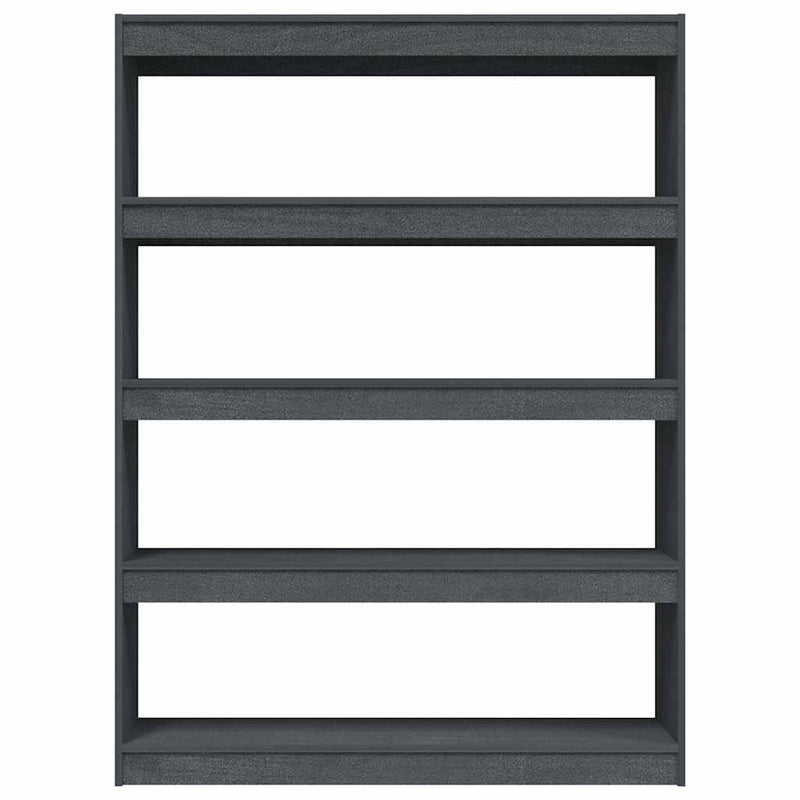 Bibliotecă/Separator cameră gri 100x30x135,5 cm lemn masiv pin