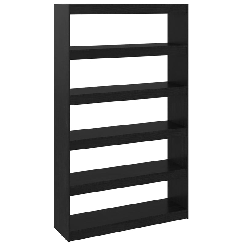 Bibliotecă/Separator cameră, negru,100x30x167,5 cm, pin masiv