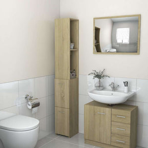 Dulap de baie, stejar sonoma, 25x26,5x170 cm, lemn prelucrat