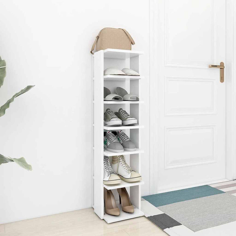 Pantofar, alb, 27,5x27x102 cm, lemn compozit