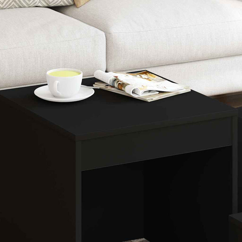 Mese suprapuse, 3 buc., negru, lemn prelucrat