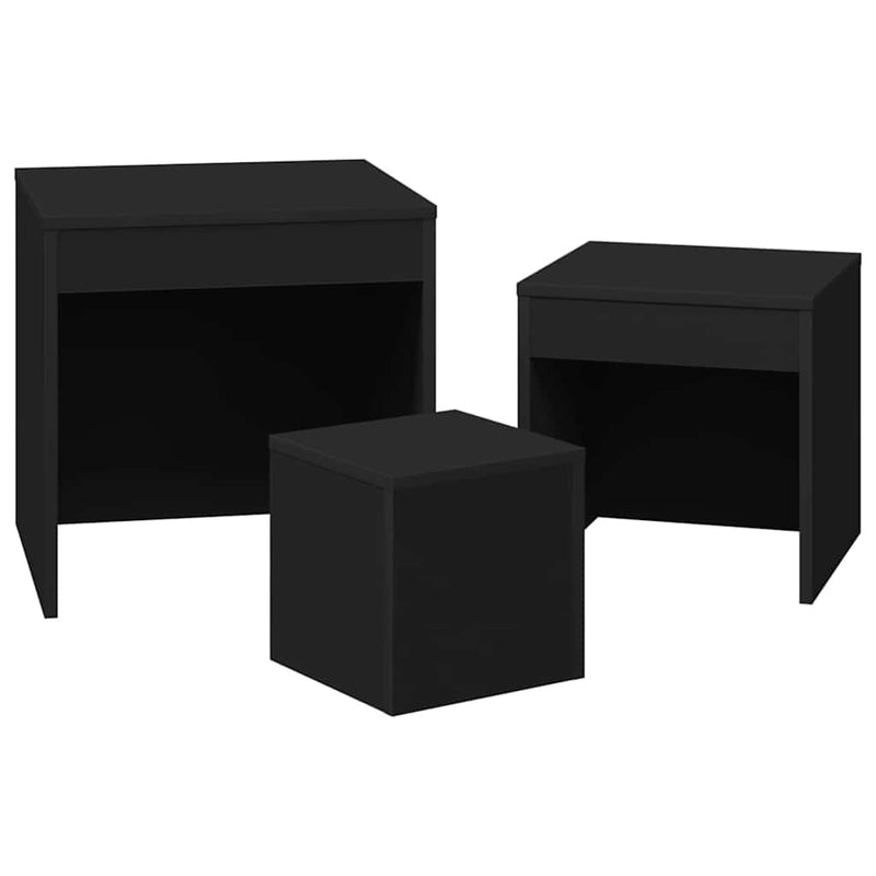 Mese suprapuse, 3 buc., negru, lemn prelucrat