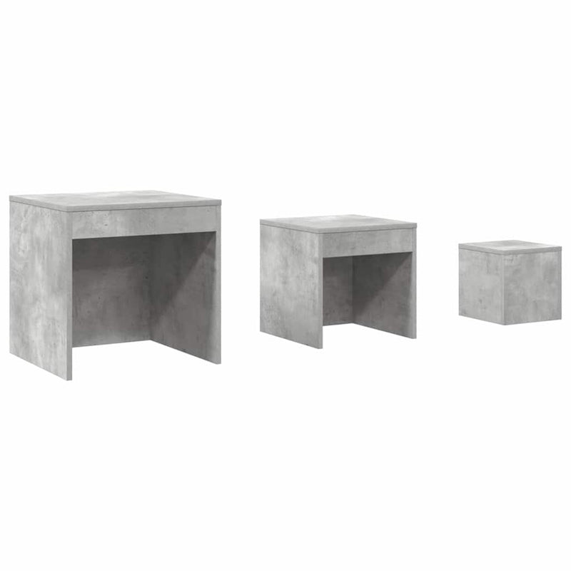 Mese suprapuse, 3 buc., gri beton, lemn prelucrat