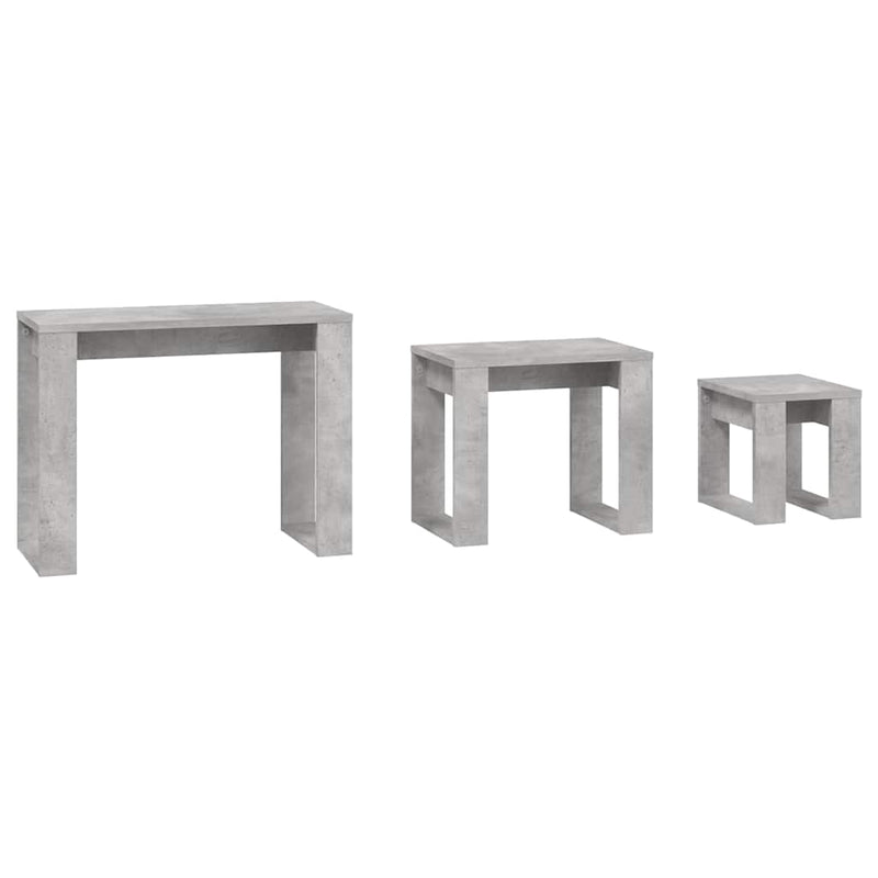 Mese suprapuse, 3 buc., gri beton, lemn compozit