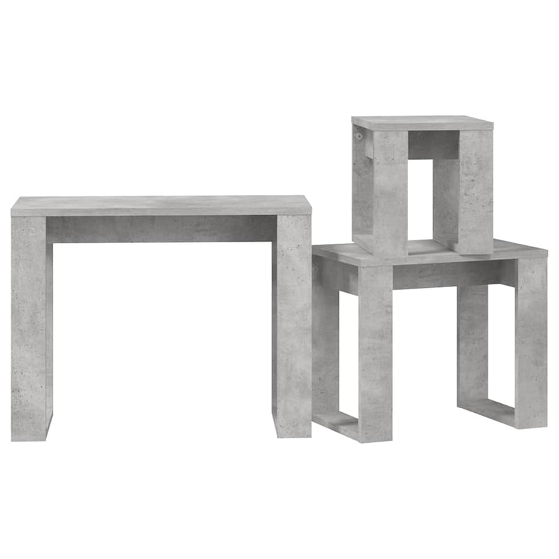 Mese suprapuse, 3 buc., gri beton, lemn compozit