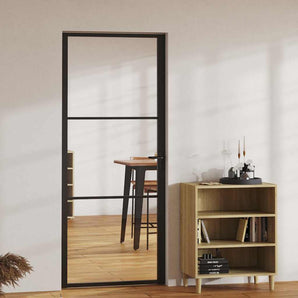Uși de interior 83 x 201,5 cm Aluminiu Negru și transparent