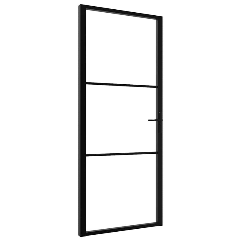 Uși de interior 93 x 201,5 cm Aluminiu Negru și transparent