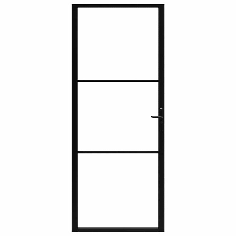 Uși de interior 93 x 201,5 cm Aluminiu Negru și transparent