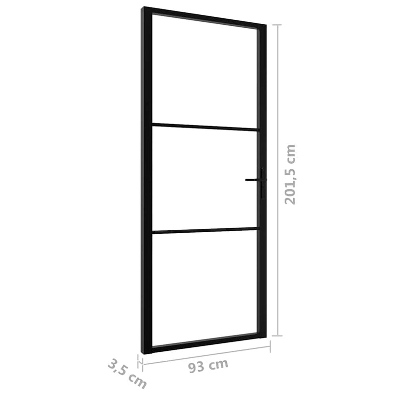 Uși de interior 93 x 201,5 cm Aluminiu Negru și transparent