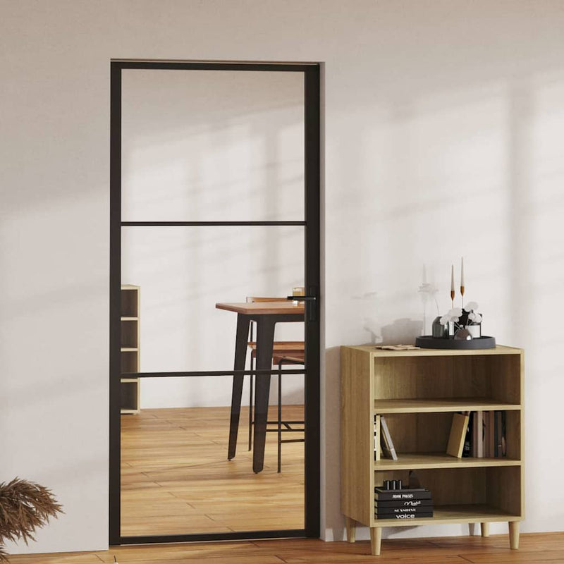 Uși de interior 93 x 201,5 cm Aluminiu Negru și transparent