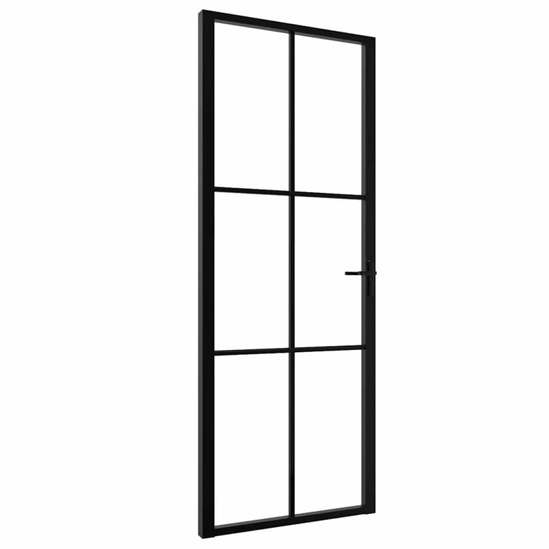 Uși de interior 76 x 201,5 cm Aluminiu Negru și transparent