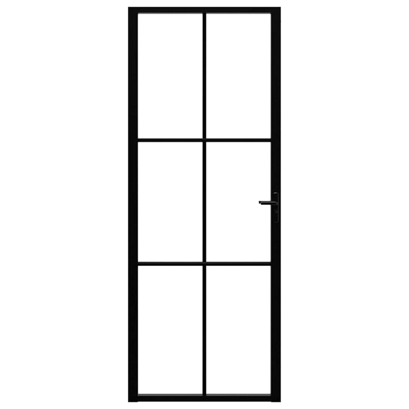 Uși de interior 76 x 201,5 cm Aluminiu Negru și transparent