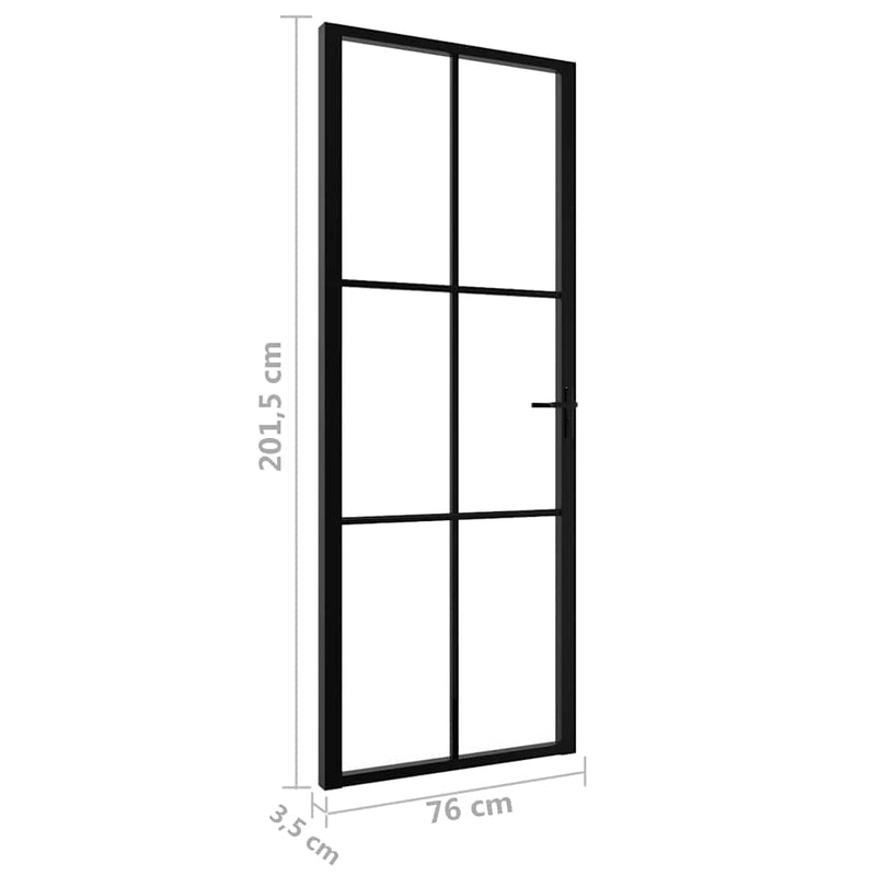Uși de interior 76 x 201,5 cm Aluminiu Negru și transparent