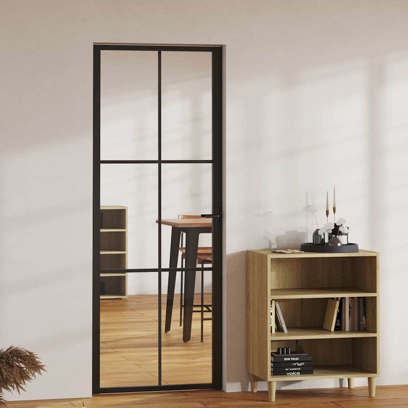 Uși de interior 76 x 201,5 cm Aluminiu Negru și transparent