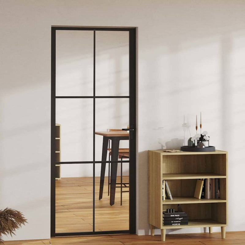 Uși de interior 83 x 201,5 cm Aluminiu Negru și transparent