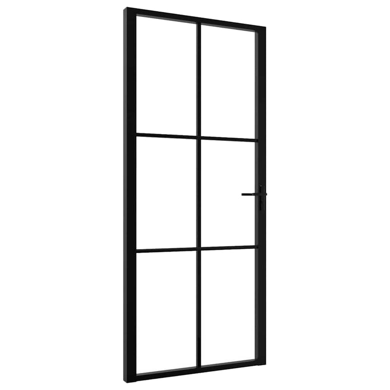 Uși de interior 93 x 201,5 cm Aluminiu Negru și transparent