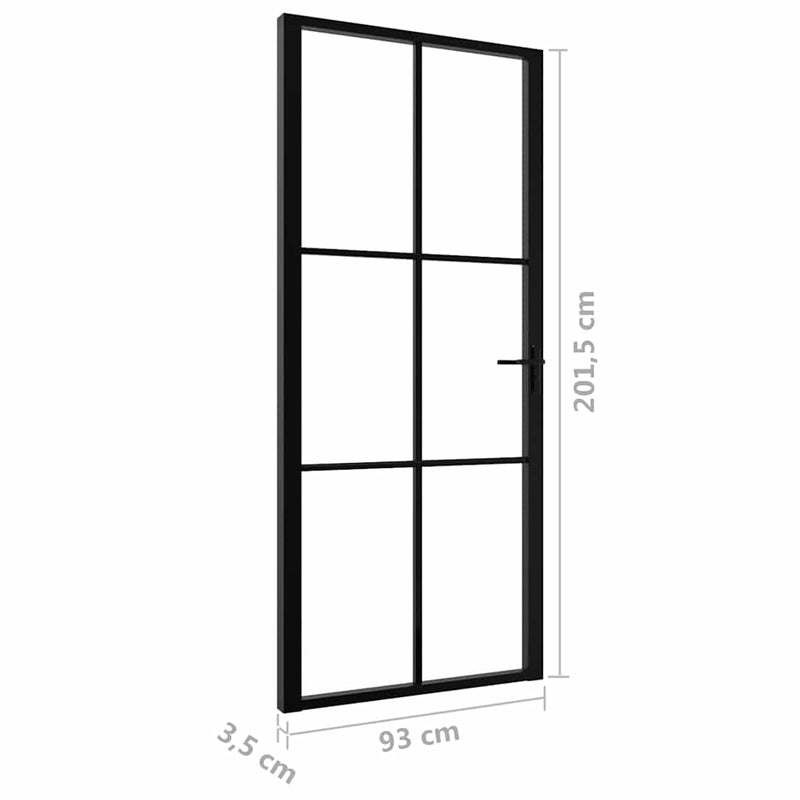 Uși de interior 93 x 201,5 cm Aluminiu Negru și transparent