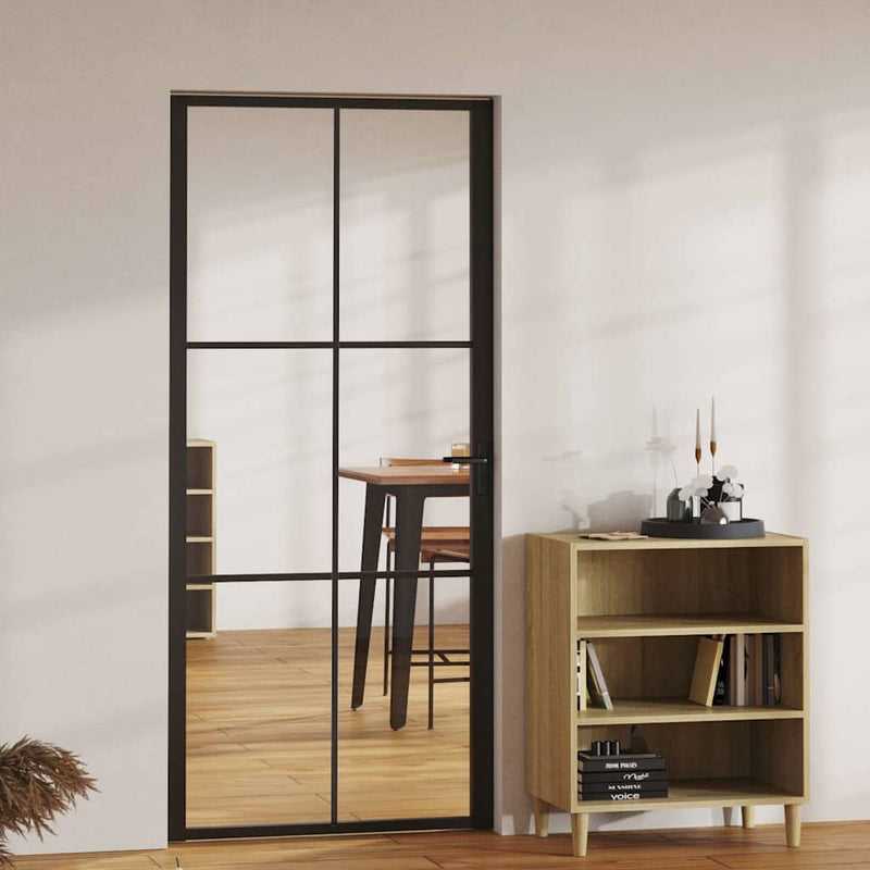 Uși de interior 93 x 201,5 cm Aluminiu Negru și transparent