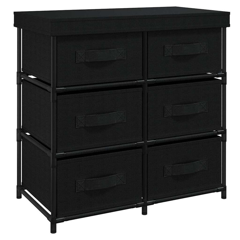 Dulap depozitare cu 6 sertare, negru, 55x29x55 cm, oțel