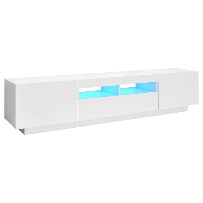 Comodă TV cu lumini LED, alb, 180x35x40 cm