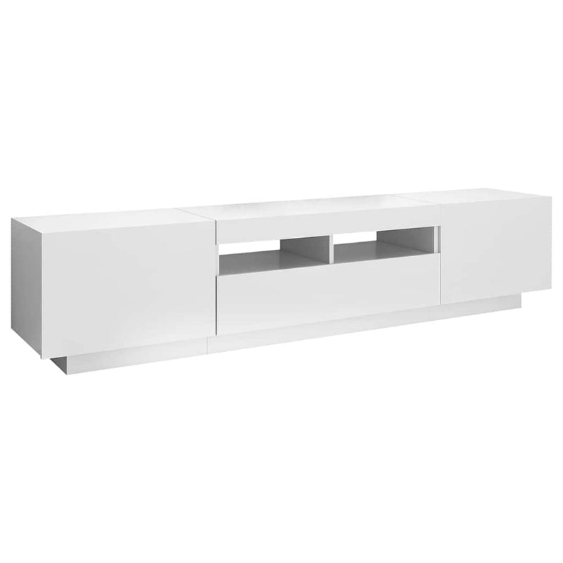 Comodă TV cu lumini LED, alb, 180x35x40 cm