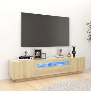 Comodă TV cu lumini LED, stejar sonoma, 180x35x40 cm