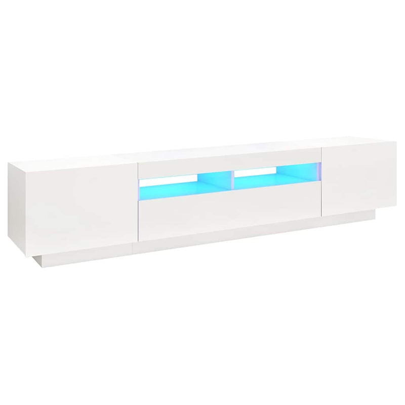 Comodă TV cu lumini LED, alb, 200x35x40cm