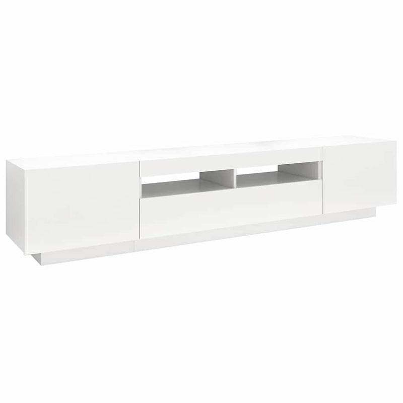Comodă TV cu lumini LED, alb, 200x35x40cm